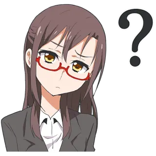🤨 Garota anime, Pergunta, Óculos, Pensando, Confuso telegram sticker