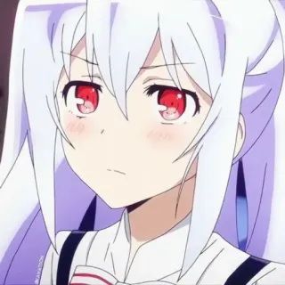 😒 Isla Plastic Memories anime, garota, Isla, Plastic Memories, fofa, olhos vermelhos, cabelo branco telegram sticker