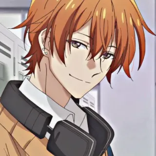 🥰 Anime, Junge, Kopfhörer, orange Haare telegram sticker