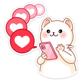 ❤️ кот, телефон, сердечки, любовь, соцсети, милый, стикер telegram sticker