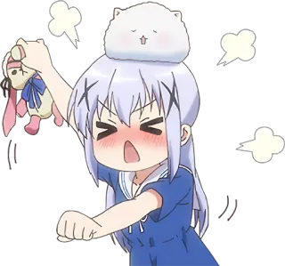 😖 Anime, Garota, Brava, Desenho animado, Boneca, Fofa whatsapp sticker