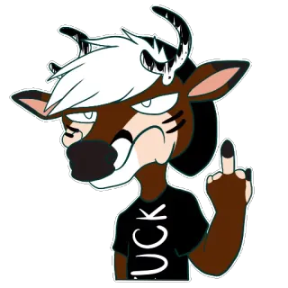 😠 UCK Cartone animato, Animale, Corna, Dito medio, Offensivo telegram sticker