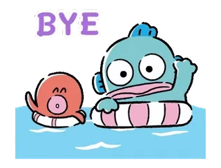 🐙 BYE 漫画, 海, 水泳, タコ, 魚, 可愛い telegram sticker