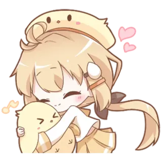 🐱 Anime, Schattig, Kawaii, Chibi, Eend, Harten whatsapp sticker