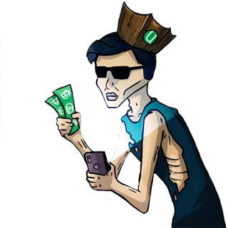 👴 Cartoon, Geld, Krone, Dollar, Telefon telegram sticker