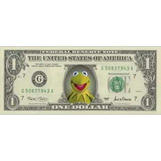 🤑 Kermit the Frog DERAL RESERVE NOT
THE UNITED STATES OF AMERICA
G
G50837943 A
G50837943 A
ONE DOPR money, dollar, kermit, puppet, muppet, currency, one dollar telegram sticker