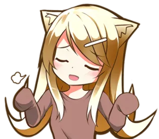 😙 Anime, Mädchen, Kawaii, Katzenohren, Chibi, Süß, Emoticon telegram sticker
