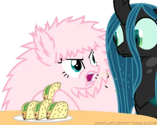 😡 ASKFLUFFLEDUFF.TUMBLR.COM kreskówka, kucyk, jedzenie, tacos telegram sticker
