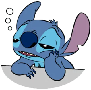 😴 Stitch Lilo & Stitch การ์ตูน, เอเลี่ยน, น่ารัก, สีฟ้า, ง่วง, ดิสนีย์ telegram sticker