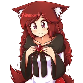 😥 anime, cartoon, personage, illustratie, rood haar, schattig, vossenoren telegram sticker