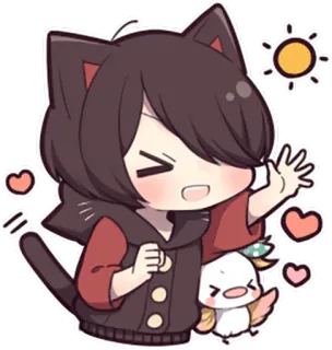 ☀ Anime, Chibi, Katze, Niedlich, Cartoon, Manga, Kawaii whatsapp sticker