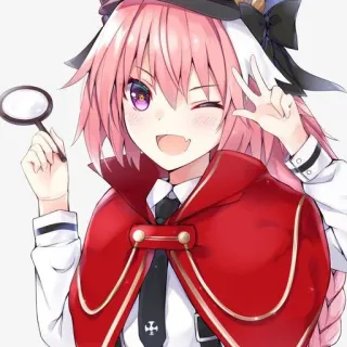 😒 Astolfo Anime, Manga, Détective, Cheveux roses, Mignon, Personnage fictif, Loupe telegram sticker