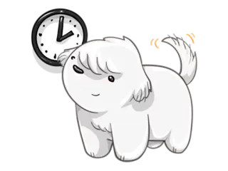 🕑 hond, klok, cartoon, dier, wit, huisdier telegram sticker