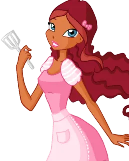 🍪 desenho animado, cozinha, cozinha, rosa, espátula telegram sticker