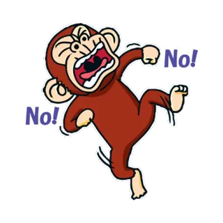 😫 No! No! 猴子, 生气, 不, 卡通, 尖叫 telegram sticker