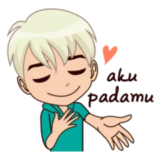 🤗 akan padamu liefde, affectie, hart, cartoon, jongen, emoties, Indonesisch whatsapp sticker
