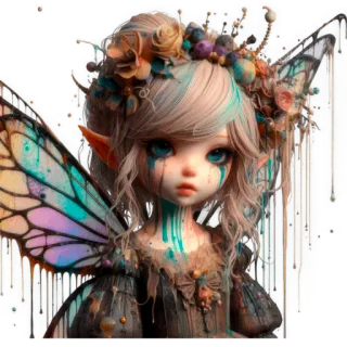 😩 fairy, fantasy, doll, magical, surreal, digital art, ethereal telegram sticker