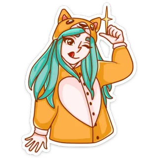 😋 Anime, Kawaii, Mignon, Fille, Cosplay, Combinaison, Étincelle telegram sticker