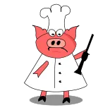 🔫 schwein, koch, cartoon, tier, kochen, hut, süß, uniform telegram sticker