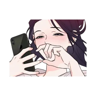 📱 여자, 전화, 애니메이션, 셀카 telegram sticker