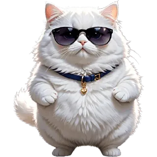 😕 mèo, kính râm, mèo trắng, động vật, thú cưng, ngầu, mềm mại telegram sticker
