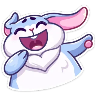 😃 coelho, animal, desenho animado, feliz, fofo, coelho whatsapp sticker