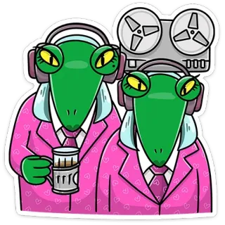 🎧 lagarto, desenho animado, fones de ouvido, música, xícara, bebida telegram sticker
