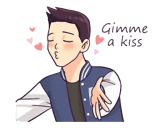 😙 Gimme a kiss beijo, amor, fofo, anime, desenho animado, corações, romance telegram sticker