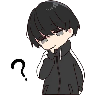 🤨 Anime, Pregunta, Confundido, Personaje, Sticker, Manga, Pensando whatsapp sticker