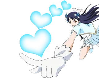 💙 애니메이션, 소녀, 손가락, 제스처, 하트 telegram sticker