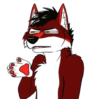 🙏 퍼리, 늑대, 동물, 캐릭터, 의인화, 빨간색, 만화 telegram sticker
