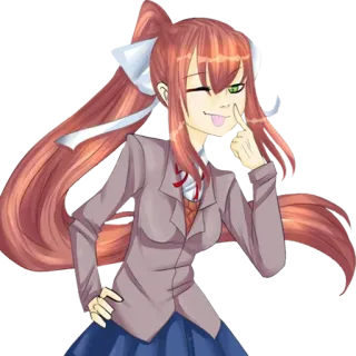 😜 Monika Doki Doki Literature Club! anime, girl, monika, ddlc, doki doki literature club, cute, waifu, kawaii telegram sticker