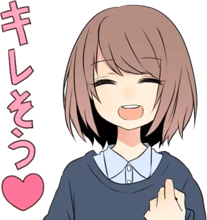 ❤ キレそう Аниме, Девушка, Средний палец, Оскорбительный, Стикер whatsapp sticker