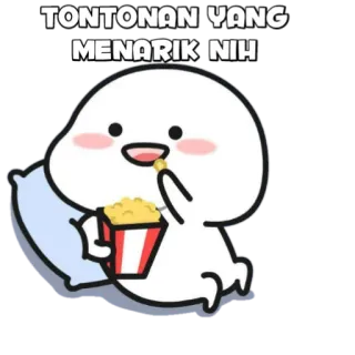 🍡 TONTONAN YANG MENARIK NIH Dessin animé, Regarder, Popcorn, Mignon, Oreiller telegram sticker