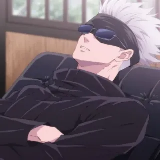〰 Satoru Gojo Jujutsu Kaisen Anime, Gojo, Satoru, Gafas de sol, Relajado telegram sticker