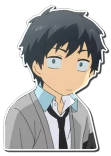 😶 anime, personaggio, ragazzo, uniforme scolastica, carino, cartone animato telegram sticker
