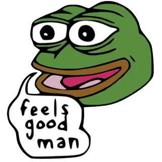 😄 Pepe the Frog feels good man pepe la rana, feels good man, meme de internet, rana, meme, feliz telegram sticker