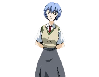 😊 Rei Ayanami Neon Genesis Evangelion Anime, Rei Ayanami, Evangelion, Personagem, Uniforme escolar whatsapp sticker
