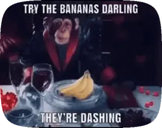🫶 The Master Doctor Who TRY THE BANANAS DARLING THEY'RE DASHING doctor who, the master, banana, john simm, funny, meme, television, british telegram sticker
