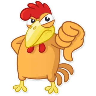 👎 frango, pássaro, polegar para baixo, não gosto, negativo, desenho animado whatsapp sticker