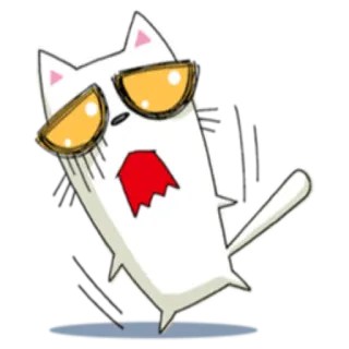 😱 kot, kreskówka, biały kot, ilustracja, śmieszne, urocze whatsapp sticker