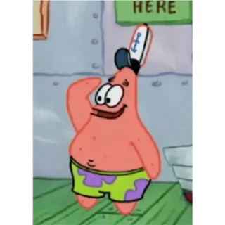 😳 Patrick Star SpongeBob SquarePants HERE Patrick Stella, SpongeBob, Cartone animato, Saluto, Ancora, Animazione telegram sticker