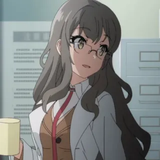 ☕️ Anime, Fille, Lunettes, Docteur, Scientifique, Femme, Blouse Blanche telegram sticker