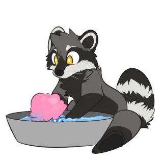 🍭 Waschbär, Waschen, niedlich, Cartoon whatsapp sticker
