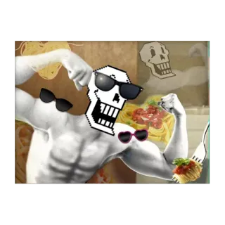 😎 Papyrus Undertale squelette, jeu vidéo, drôle, pâtes, musclé telegram sticker
