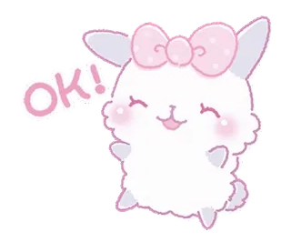 🎀 OK! lapin, mignon, ok, animal, autocollant telegram sticker
