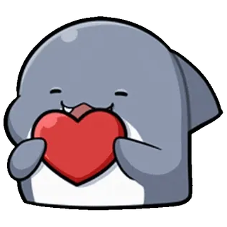 ⭐ shark, cute, heart, love, cartoon, animal whatsapp sticker