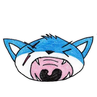 😫 cat, angry, blue, animal, cartoon, growl, sticker, head telegram sticker