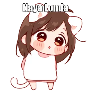 🤔 Naya Londa orecchie da gatto, ragazza anime, kawaii, cartone animato, adesivo whatsapp sticker