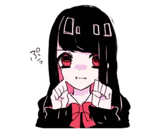 😾 Anime Mädchen, rote Augen, schwarze Haare, Cartoon, süß, Sticker whatsapp sticker